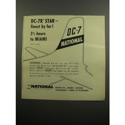 1955 National Airlines Ad - DC-7R Star - Finest by Far