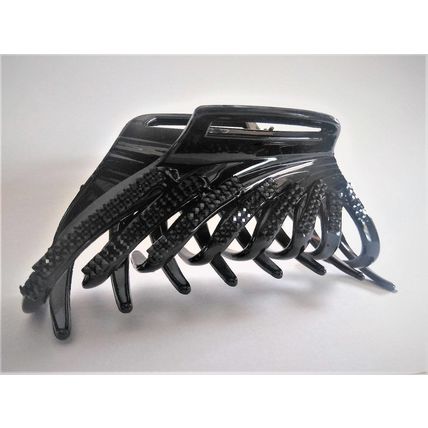 Large black hair claw clip with black rhinestones