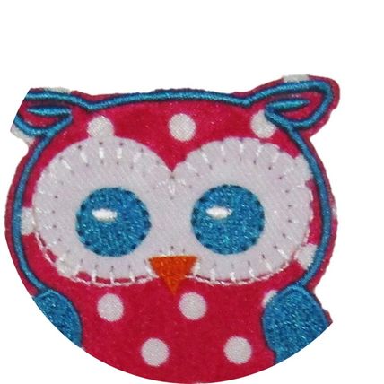 Owl Iron On Patch Pink Spotted Kids Badge Motif Applique Trimming Patches P440