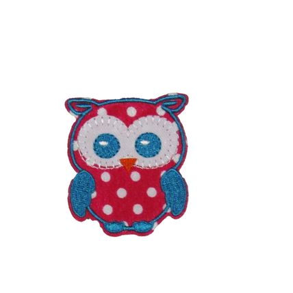 Owl Iron On Patch Pink Spotted Kids Badge Motif Applique Trimming Patches P440