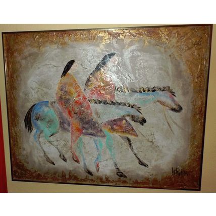ORIGINAL Signed LEE REYNOLDS' Early Unique Horses Expression 4 x 5 feet