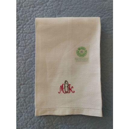 SET OF 4 VINTAGE MONOGRAMMED MKO WHITE LINEN HEMSTITCHED NAPKINS