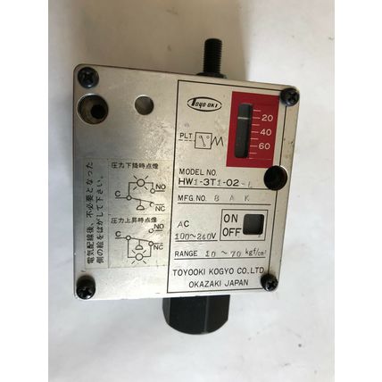 TOYOOKI KOGYO HW1-3T1-02-L PRESSURE SWITCH,8AK,10-70,110-240V,HW1-3T1-O2-L,S D