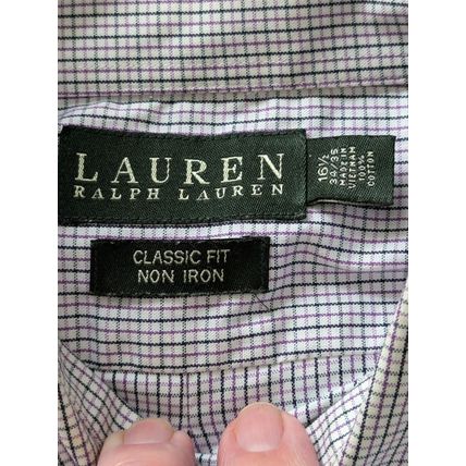 Ralph Lauren LS Mens Button Down Red White Blue Pocket 16 1/2 34/35 100% Cotton