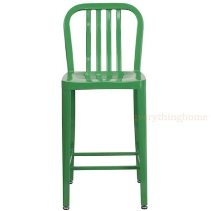 Mid-Century Green 'Navy' Style Counter Stool Cafe Patio Chair Outdoor Commercial