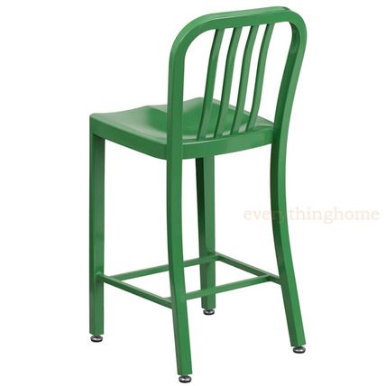 Mid-Century Green 'Navy' Style Counter Stool Cafe Patio Chair Outdoor Commercial