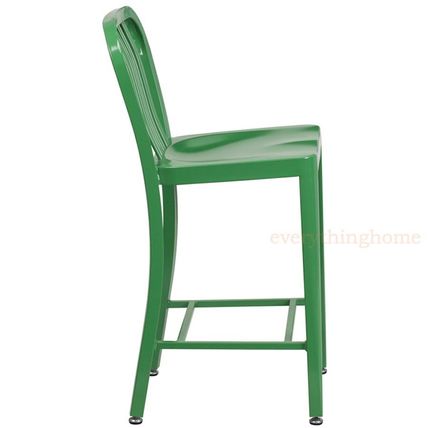 Mid-Century Green 'Navy' Style Counter Stool Cafe Patio Chair Outdoor Commercial