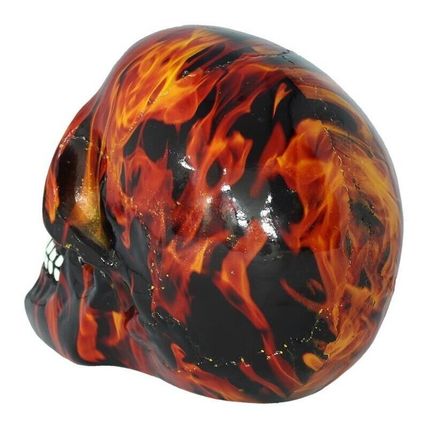 Inferno 19cm Skull sculpture figurine flame design