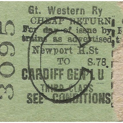G.W.R. Edmondson Ticket - Newport High Street to Cardiff General