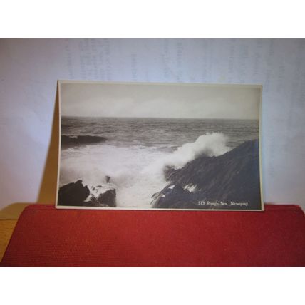 ROUGH SEA, NEWQUAY, Cornwall vintage used postcard RP 1955 pm =