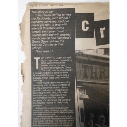 The Residents & Cryptic Corps - original, Sounds May 13, 1978 + Blue Oyster Cult
