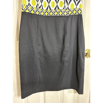 Dress Barn Womens Shift Dress Size 12 Black Green White Print Sleeveless Zip Up
