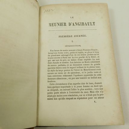 Antique Leather Book Meunier D'Angibault French Text George Sand 1857