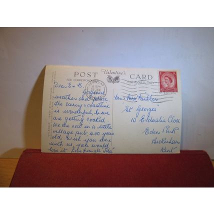 BEDRUTHAN STEPS nr NEWQUAY, CORNWALL. used vint postcard by Valentine 1961 pm =