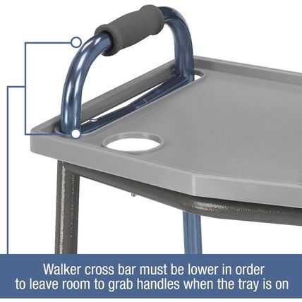 DMI Walker Tray with Cup Holders, Walker Tray for Folding Walkers, Gray
