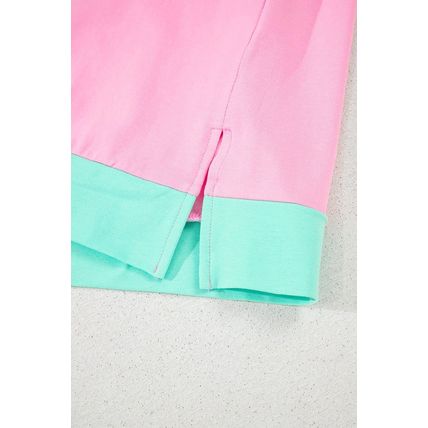 Mint Green Two Tone Half Buttons Collared T Shirt