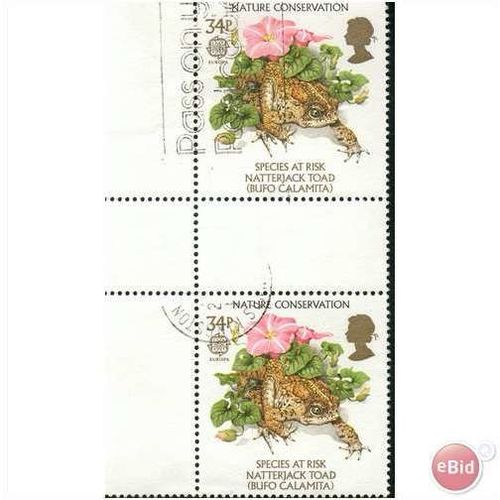 GB stamps 1986 FU gutter pair - SG 1322 - 34p Nature Conservation