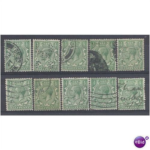 BULK STOCK.SG418 1/2d Green x 10.Fine Used.nb12i