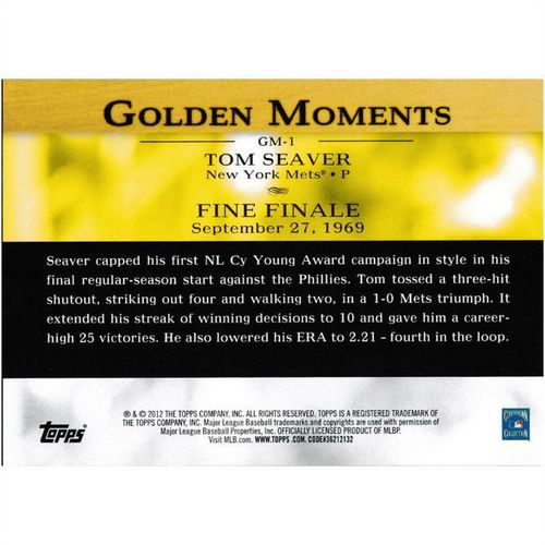 2012 Topps Golden Moments - #GM-1 - Tom Seaver