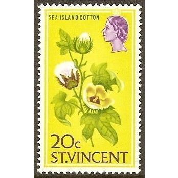 St Vincent 1965 20c Sea Island Cotton Mounted Mint MM SG 240 Sc235 postage stamp