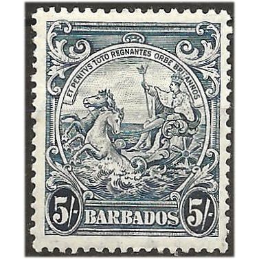 Barbados 1941 SG256a 5/- Indigo Mounted Mint . .. .