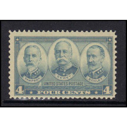 793 4c Sampson-Dewey-Schley Just Clears MNH U2080