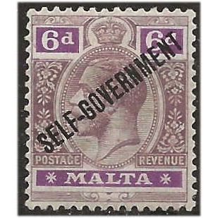 Malta 1922 SG109 6d Dull & Bright Purple Self Government Mounted Mint .. ..