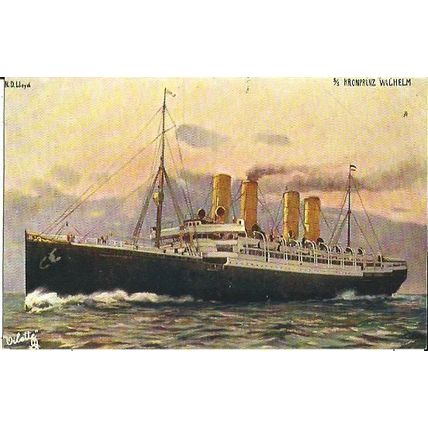 Norddeutscher Lloyd SS KRONPRINZ WILHELM Tuck Oilette Postcard (9124)