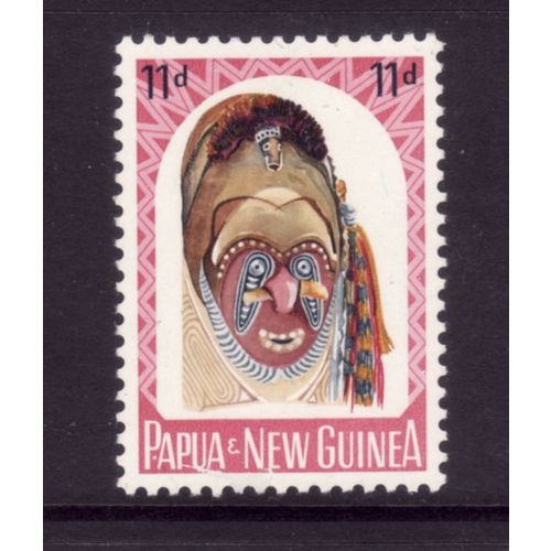 PAPUA NEW GUINEA 1964 NATIVE ARTEFACTS SG 51 11d WATAM HEAD M/ MINT