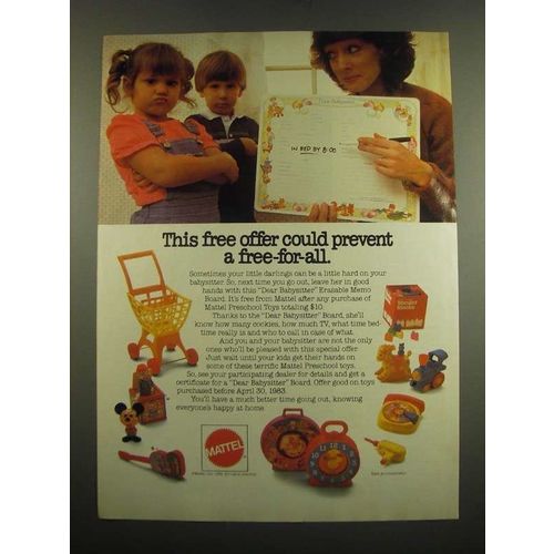 1983 Mattel Toys Ad - This Free Offer Could Prevent a Free-for-All