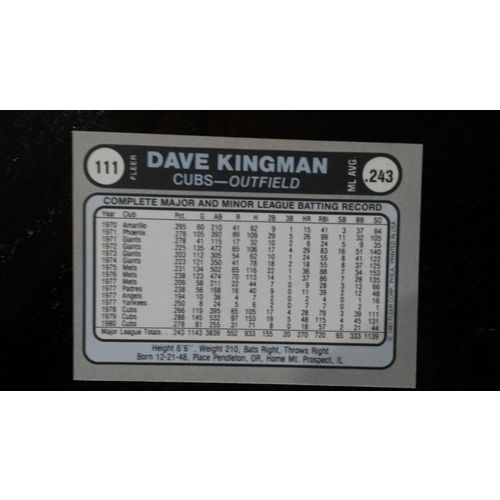 1981 Fleer Star Sticker Card # 111 Dave Kingman Excellent (5) Chicago Cubs