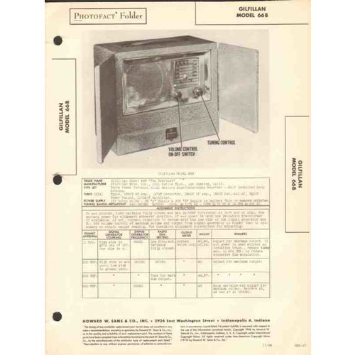 GILFILLAN model 66B Overland AM radio receiver Sams Photofact manual