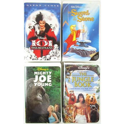 Lot of 4 Disney Movies, Jungle Book, 101 Dalmatians, Mighty Joe Young, Sword in