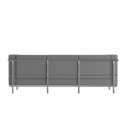 Stainless Exo-Frame Leather-Soft French Swiss 3-Seat Sofa Black White Brown Gray