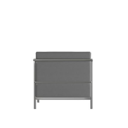 Stainless Exo-Frame Leather-Soft French Swiss 3-Seat Sofa Black White Brown Gray