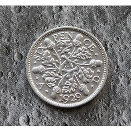 1929 George V Silver Sixpence 6d British English .500 silver
