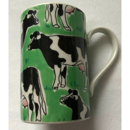 DUNOON Animal Farm Fresian Cow Green Mug / Beaker STONEWARE Made in Scotland