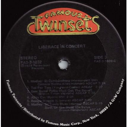 Twinset stereo LP #PAS-2-1032 - "Liberace In Concert" - double LP - Gatefold!
