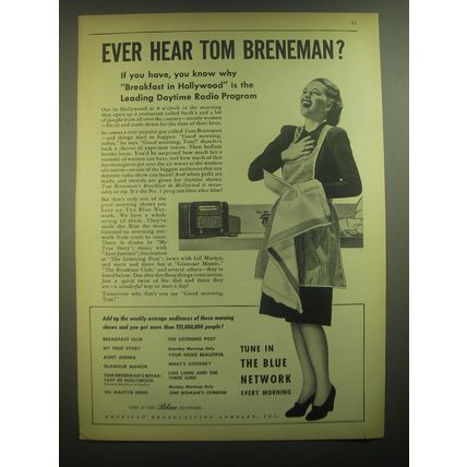1945 ABC American Broadcasting Company Ad - Ever hear Tom Breneman?