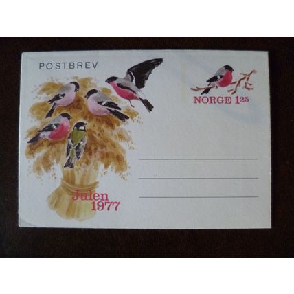 Norway 1977 Christmas bullfinch 125 ore Post Brev Postal Stationery letter bird