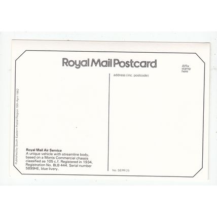 Royal Mail Air Service Post Office Historical Transport Postcard SEPR 25