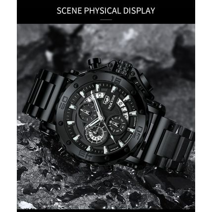 New Men’s Black Military Style Sports Watch