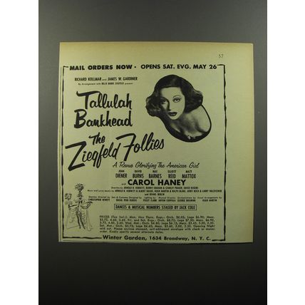 1956 The Ziegfeld Follies Advertisement - Tallulah Bankhead