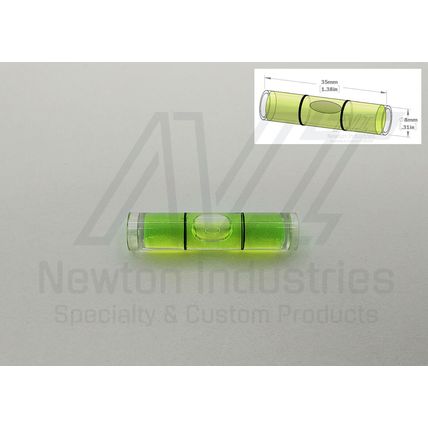 5pcs Acrylic Ø8x35mm Bubble Spirit Level Vial YlwGreen Sens: 32'/2mm 9.31mm/m