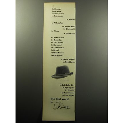 1957 Disney Robin Hood Fifteen Hat Advertisement - The last word is Disney