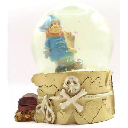 Pirate Snow Globe with Blue Coat and Treasure Map 8.5 CM Shabby Chic Gift