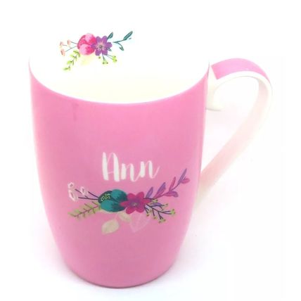 Ann Mug Pink Floral Fine China 11.5 CM Ceramic Beverage Home Decor Tableware