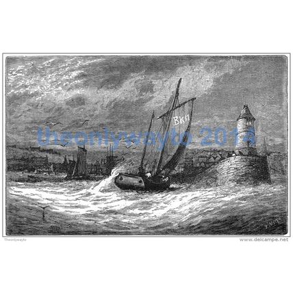 Berwick Harbour, Scotland, Book Illustration (Print), 1882, Modern Reproduction