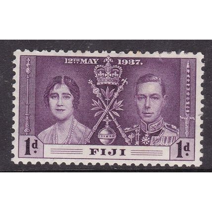 Fiji 1937 Coronation 1d Mint Hung SG 246 VGC
