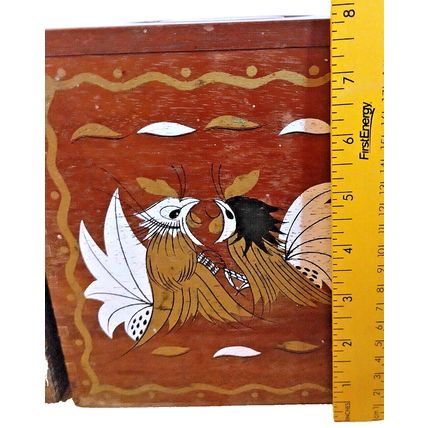 Vintage Japan Canister Box Wood Brown Lot Of 3 Square Imperial Fighting Roosters